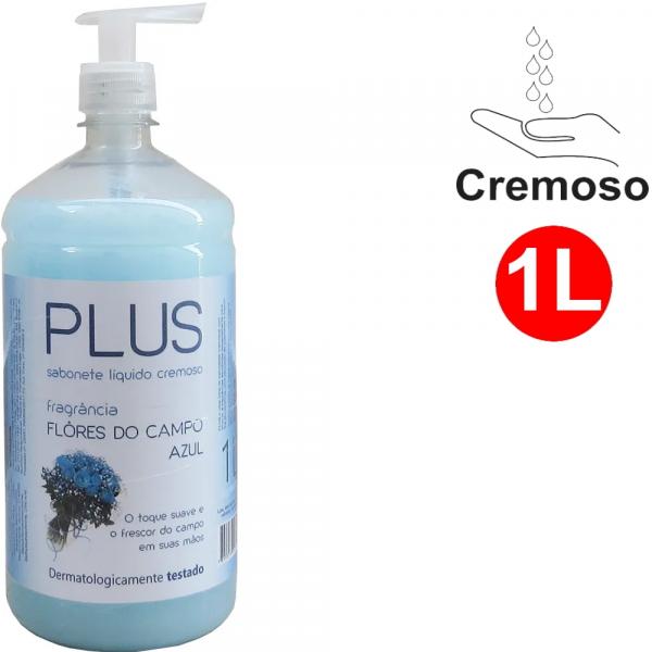 Sabonete Líquido Cremoso Flores do Campo Azul Plus Frasco C/ 1 Litro com Válvula Pump - Trilha