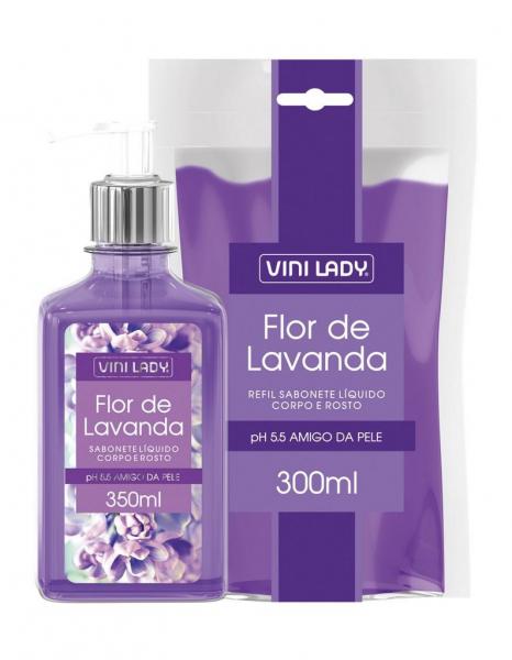 Sabonete Líquido Hidratante Flor de Lavanda 350ml + Refil Sache 300ml - Vini Lady