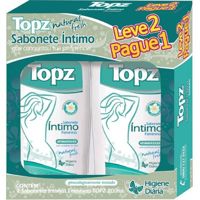 Sabonete Líquido Íntimo Topz Natural Fresh 200ml 2 Unidades