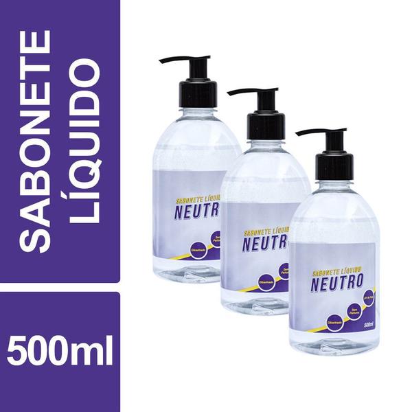 Sabonete Líquido Neutro Viver Mais 500ml Frasco Kit 3un