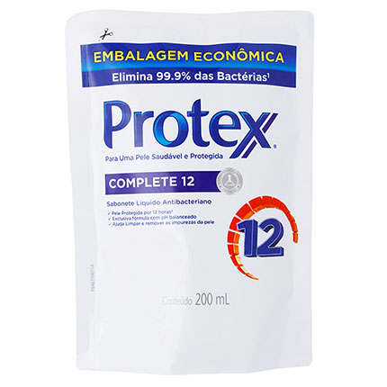 Sabonete Líquido Protex Anti-Bacteriano Complete 12 Refil 200ml