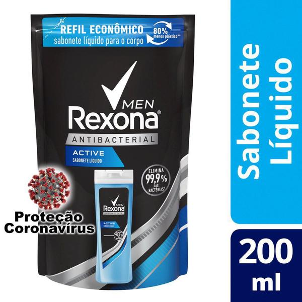 Sabonete Liquido Rexona Active Antibacterial Refil 200ml - Un - Asseptgel