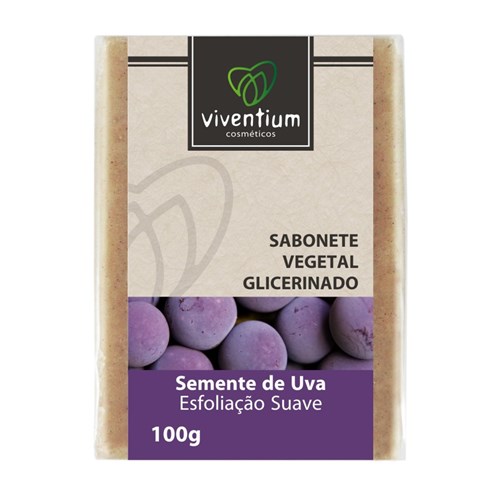 Sabonete Natural e Vegano Glicerinado Semente de Uva para Esfoliação Suave Viventium 100 G