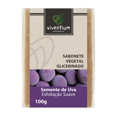 Sabonete Natural e Vegano Glicerinado Semente de Uva para Esfoliação Suave Viventium 100 G