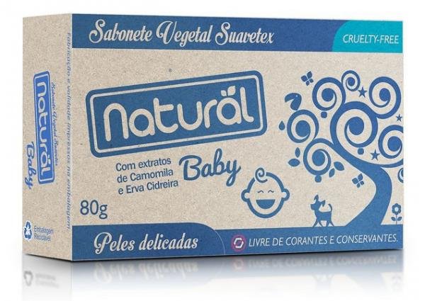 Sabonete Natural Suavetex Baby com Extratos de Camomila e Erva Cidreira 80g Orgânico Natural