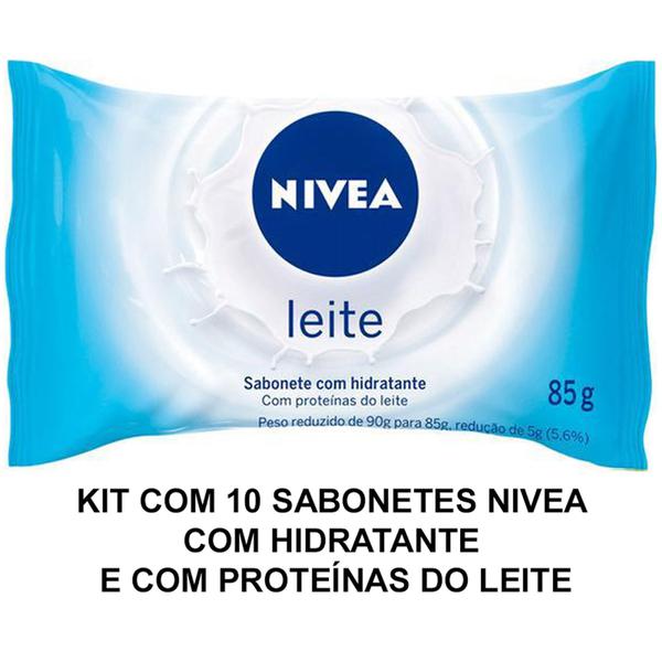 Sabonete Nivea com Hidratante com Proteínas do Leite 85g Kit com 10 Unidades