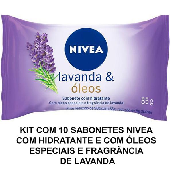Sabonete Nivea com Hidratante Lavanda 85g Kit com 10 Unidades
