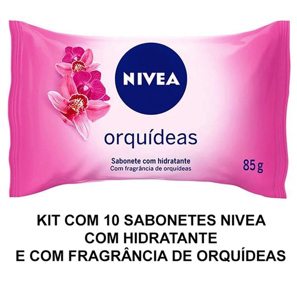 Sabonete Nivea com Hidratante Orquídeas 85g Kit com 10 Unidades
