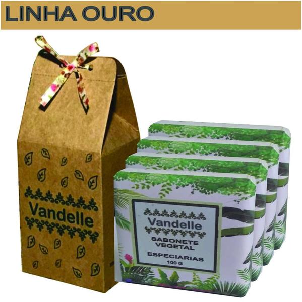 Sabonete Vegetal Natural em Barra Vandelle - Linha Ouro - Baú C/4 Un - Cod:876
