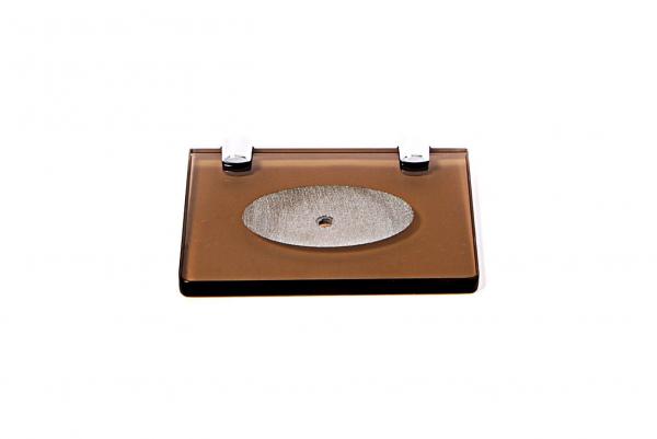 Saboneteira em Vidro Bronze Lapidado - Aquabox - 14cmx9cmx10mm.