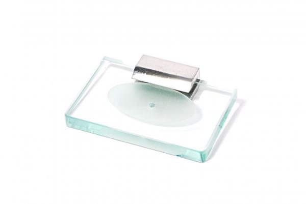 Saboneteira em Vidro Incolor Lapidado - Aquabox - 14cmx9cmx15mm.