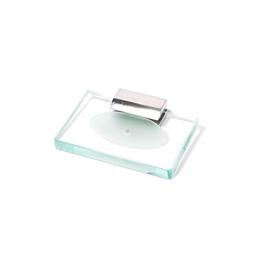 Saboneteira em Vidro Incolor Lapidado - Aquabox - 14cmx9cmx15mm.