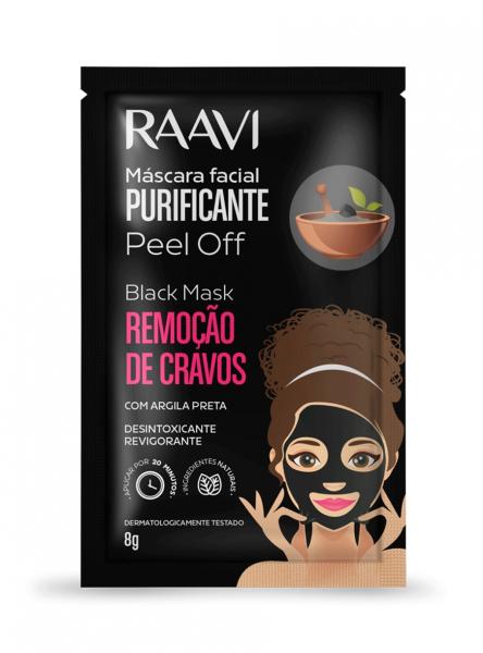 Sachê Mascara Preta - Black Mask Peel Off Argila Preta 8g - Raavi Dermocosméticos