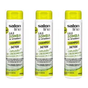 Salon Line Bomba Detox Shampoo 300ml - Kit com 03