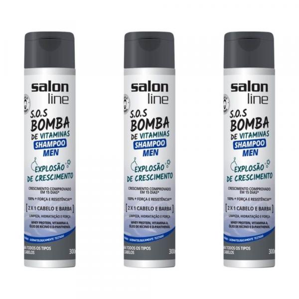 Salon Line Bomba Homem Shampoo 300ml (Kit C/03)