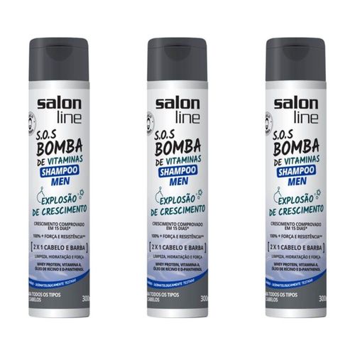 Salon Line Bomba Homem Shampoo 300ml (kit C/03)