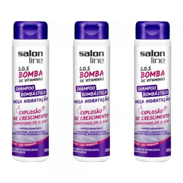 Salon Line Bomba Mega Hidratação Shampoo 300ml (Kit C/03)