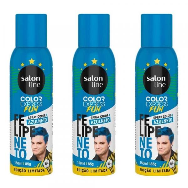 Salon Line Color Express Felipe Neto Tinta Spray Azul (kit C/03)