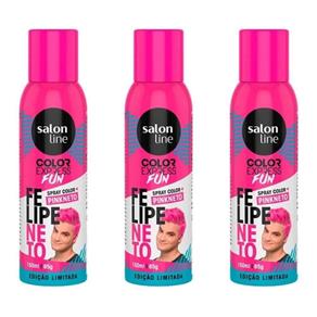 Salon Line Color Express Felipe Neto Tinta Spray Pink - Kit com 03