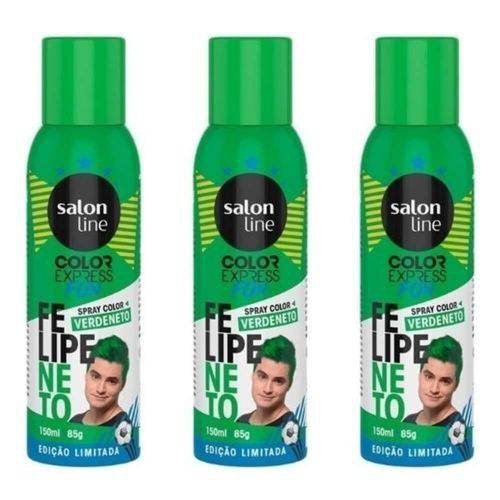Salon Line Color Express Felipe Neto Tinta Spray Verde (kit C/03)