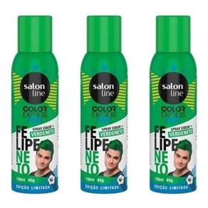 Salon Line Color Express Felipe Neto Tinta Spray Verde - Kit com 03