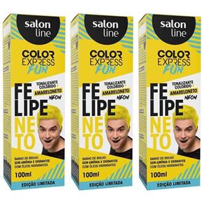 Salon Line Color Express Felipe Neto Tonalizante Amarelo 100ml - Kit com 03