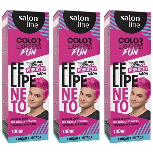 Salon Line Color Express Felipe Neto Tonalizante Pink 100ml (kit C/03)