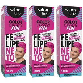 Salon Line Color Express Felipe Neto Tonalizante Pink 100ml - Kit com 03