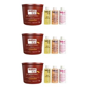 Salon Line Guanidina Relaxer Fortifying Super - Kit com 03