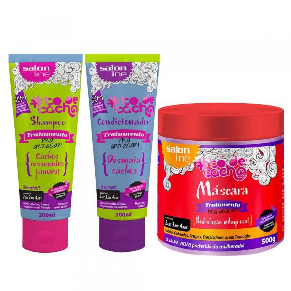 Salon Line Kit Arrasar Shampoo Condicionador e Máscara Hidratação Milagrosa Todecacho