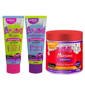 Salon Line Kit Arrasar Shampoo Condicionador e Máscara Hidratação Milagrosa #todecacho