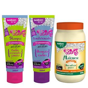 Salon Line Kit Arrasar Shampoo Condicionador e Máscara Maionese Capilar #todecacho