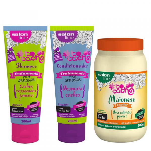 Salon Line Kit Arrasar Shampoo Condicionador e Máscara Maionese Capilar Todecacho