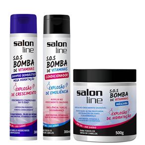 Salon Line Kit SOS Bomba de Vitaminas Shampoo Bombástico Condicionador e Máscara
