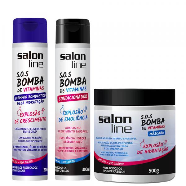 Salon Line Kit SOS Bomba de Vitaminas Shampoo Bombástico Condicionador e Máscara