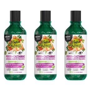 Salon Line Maria Natureza Poder das Castanhas Shampoo 350ml - Kit com 03