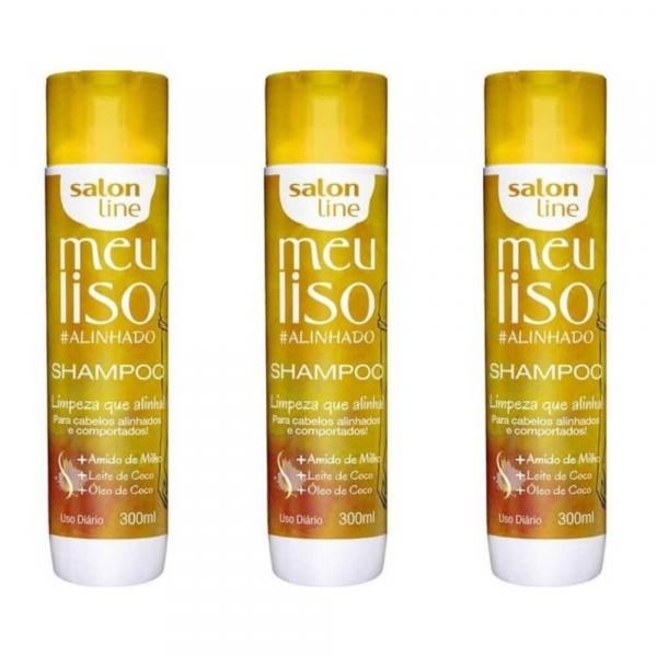 Salon Line Meu Liso Alinhado Shampoo 300ml (Kit C/03)