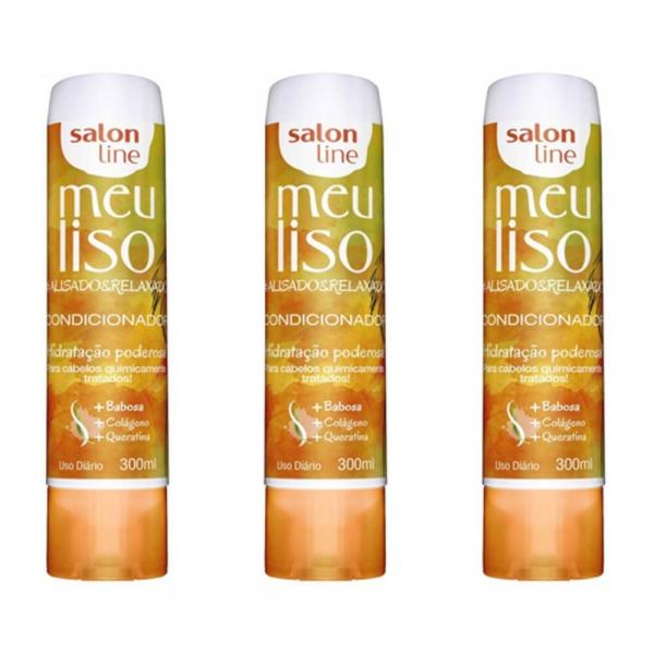 Salon Line Meu Liso Alisado/relaxado Condicionador 300ml (kit C/03)