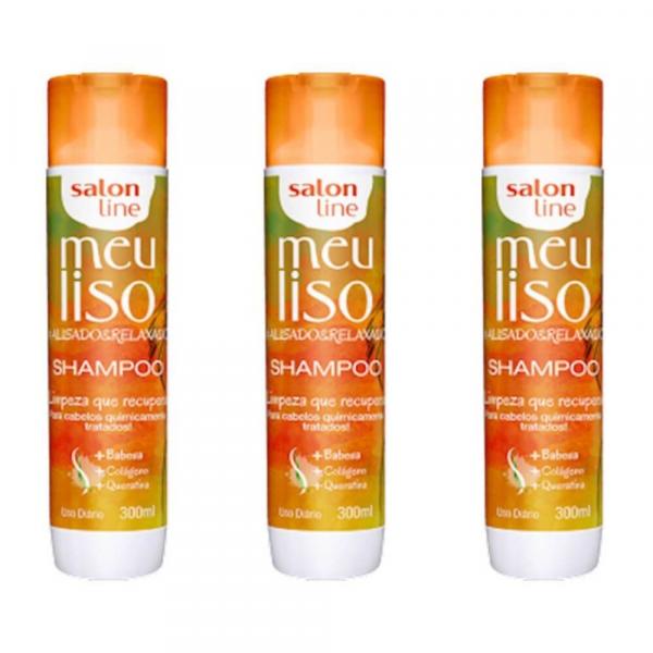 Salon Line Meu Liso Alisado/relaxado Shampoo 300ml (Kit C/03)