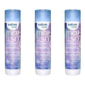 Salon Line Meu Liso Brilhante Shampoo 300ml - Kit com 03