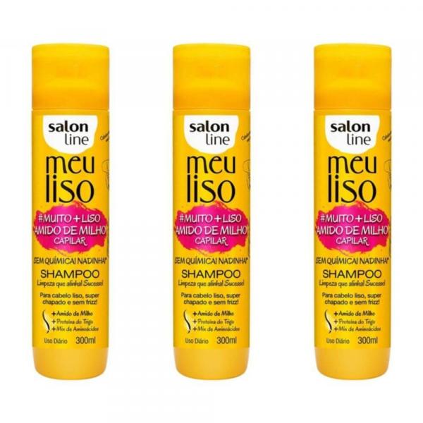 Salon Line Meu Liso + Liso Amido de Milho Shampoo 300ml (Kit C/03)
