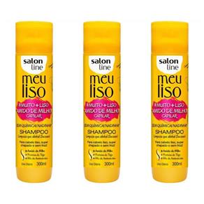Salon Line Meu Liso + Liso Amido de Milho Shampoo 300ml - Kit com 03