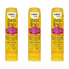 Salon Line Meu Liso + Liso Amido Milho Condicionador 300ml - Kit com 03