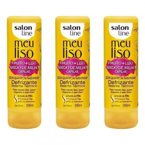 Salon Line Meu Liso + Liso Amido Milho Defrizante 200ml (Kit C/03)
