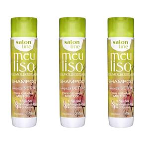 Salon Line Meu Liso se Oleosidade Mistos Shampoo 300ml - Kit com 03