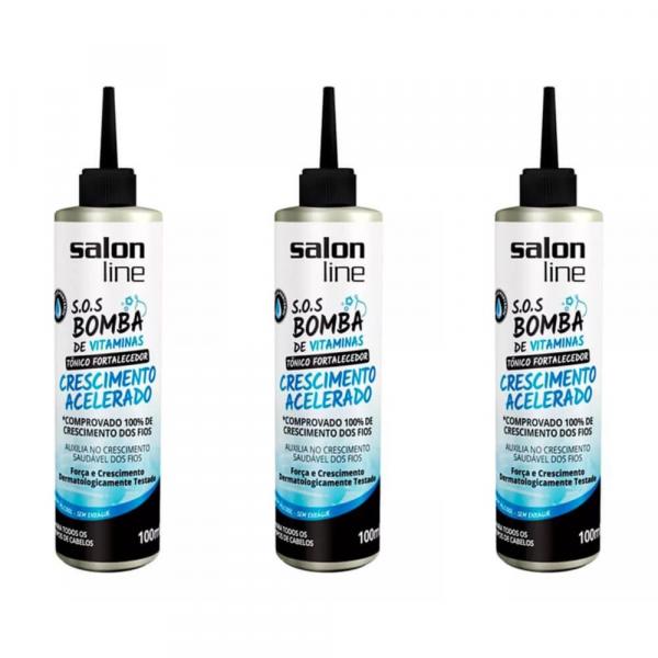 Salon Line Sos Bomba Crescimento Acelerado Tônico 100ml (Kit C/03)