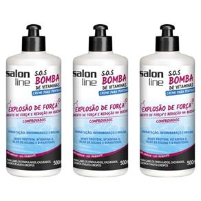 Salon Line Sos Bomba de Vitaminas Creme para Pentear 500ml - Kit com 03