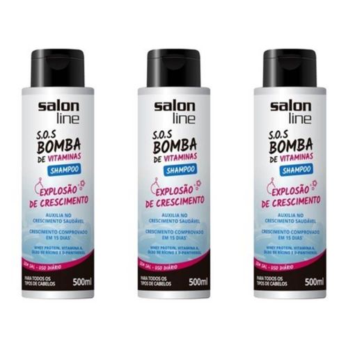 Salon Line Sos Bomba de Vitaminas Shampoo 500ml (kit C/03)