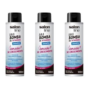 Salon Line Sos Bomba de Vitaminas Shampoo 500ml - Kit com 03