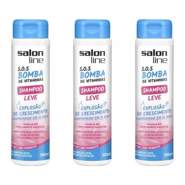 Salon Line Sos Bomba Leve Shampoo 300ml (Kit C/03)